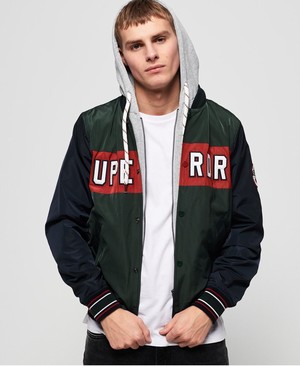 Superdry Upstate Bomber Férfi Kabát Sötétkék/Zöld | BONVW1452